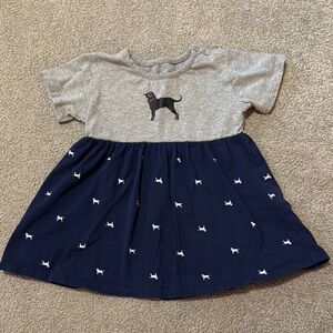 The Black Dog Gray and Navy Kids Dress with Dog Pattern